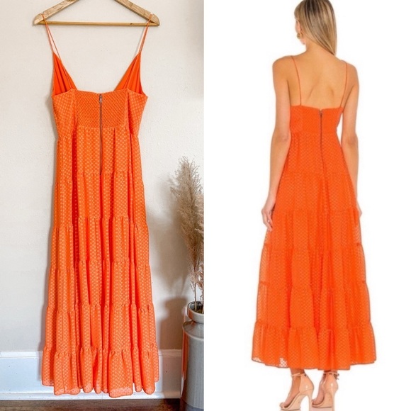 alice + oliva | Minka Tie Front Monarch Orange Tiered Maxi Dress - Picture 5 of 16